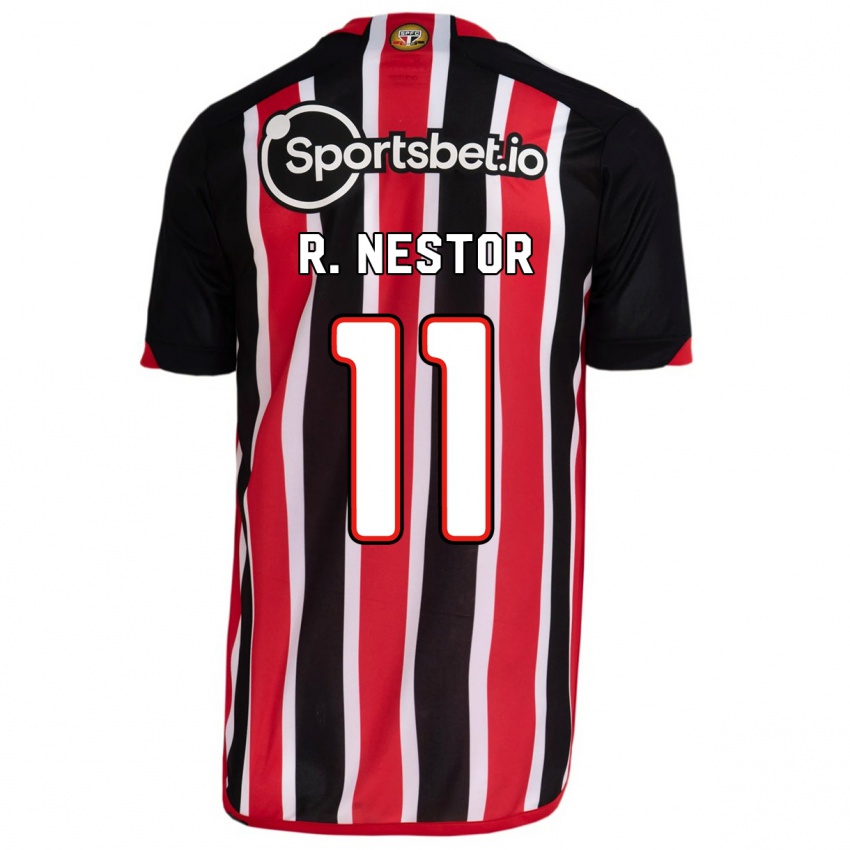 Mænd Rodrigo Nestor #11 Blå Rød Udebane Spillertrøjer 2023/24 Trøje T-Shirt