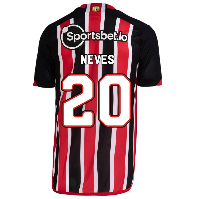 Mænd Gabriel Neves #20 Blå Rød Udebane Spillertrøjer 2023/24 Trøje T-Shirt