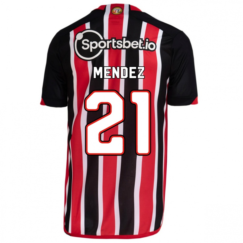 Mænd Jhegson Méndez #21 Blå Rød Udebane Spillertrøjer 2023/24 Trøje T-Shirt