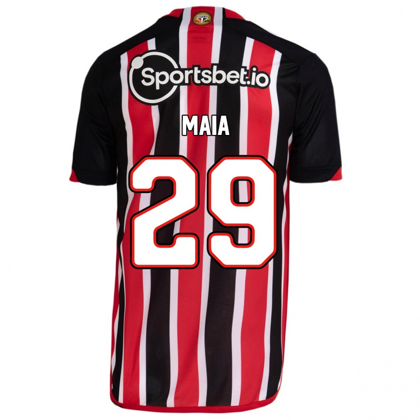 Mænd Pablo Maia #29 Blå Rød Udebane Spillertrøjer 2023/24 Trøje T-Shirt