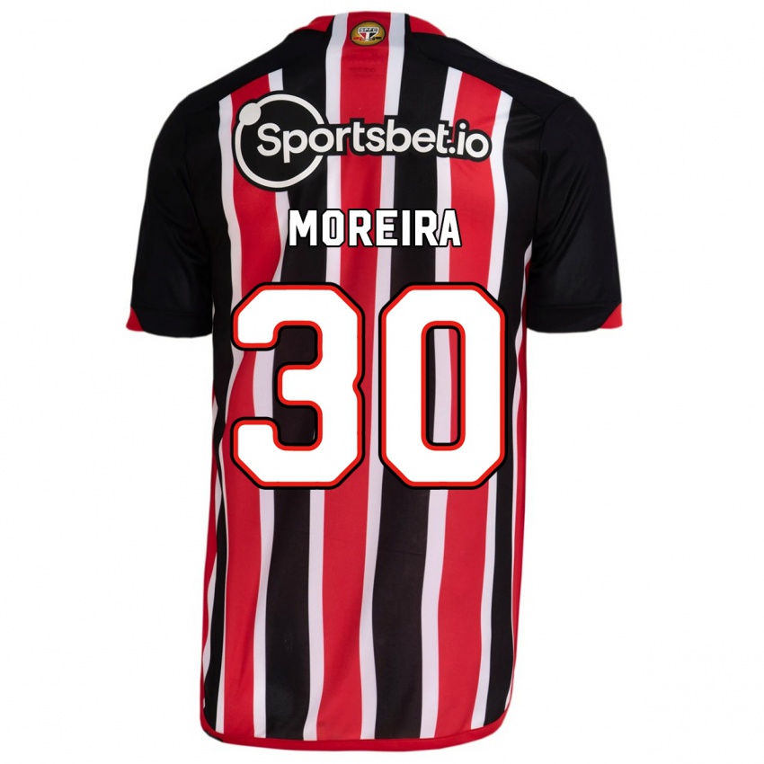 Mænd João Moreira #30 Blå Rød Udebane Spillertrøjer 2023/24 Trøje T-Shirt