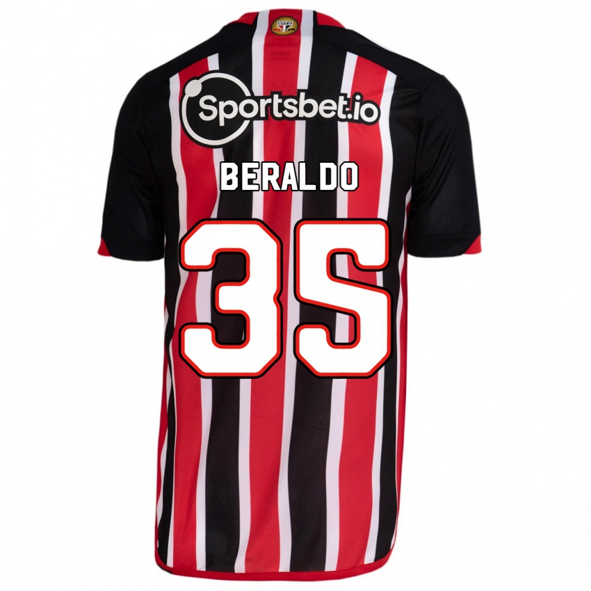 Mænd Lucas Beraldo #35 Blå Rød Udebane Spillertrøjer 2023/24 Trøje T-Shirt