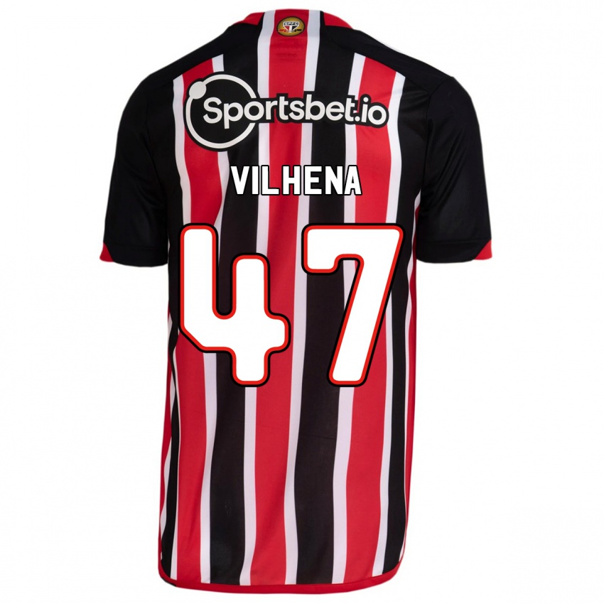 Mænd Pedro Vilhena #47 Blå Rød Udebane Spillertrøjer 2023/24 Trøje T-Shirt