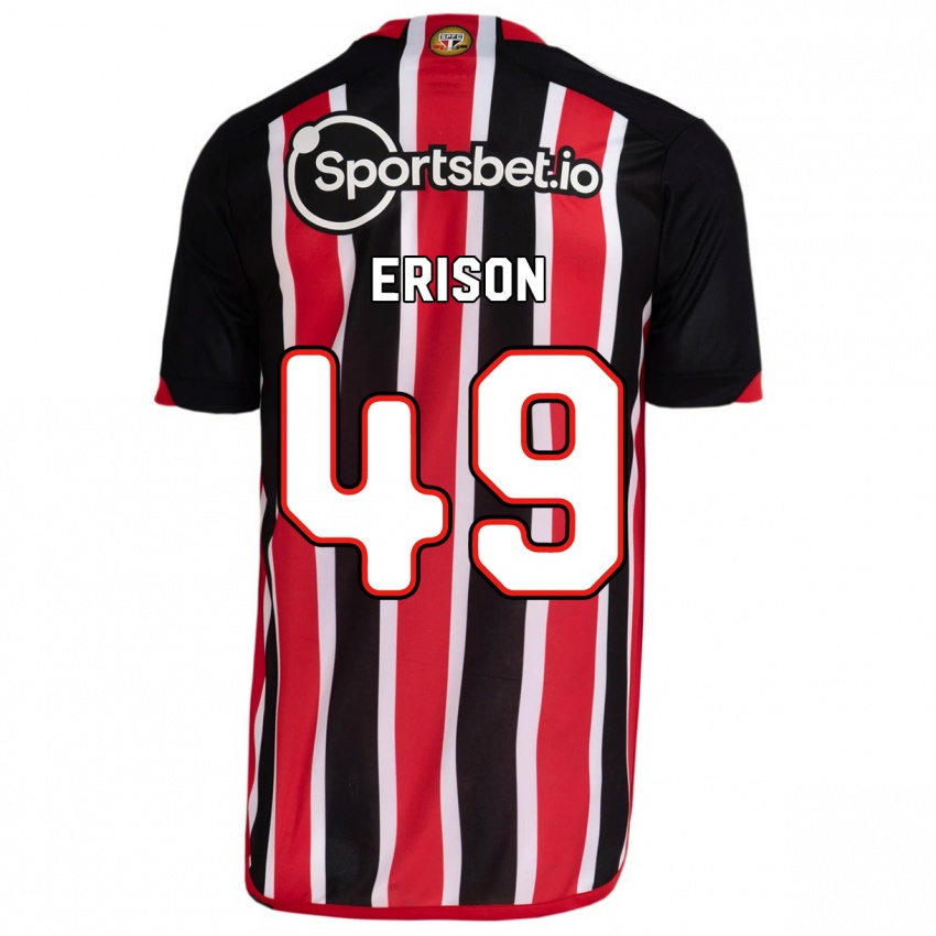 Mænd Erison #49 Blå Rød Udebane Spillertrøjer 2023/24 Trøje T-Shirt