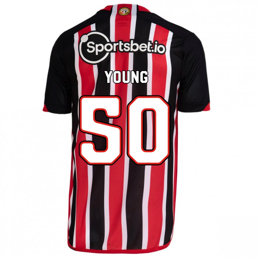 Mænd Young #50 Blå Rød Udebane Spillertrøjer 2023/24 Trøje T-Shirt