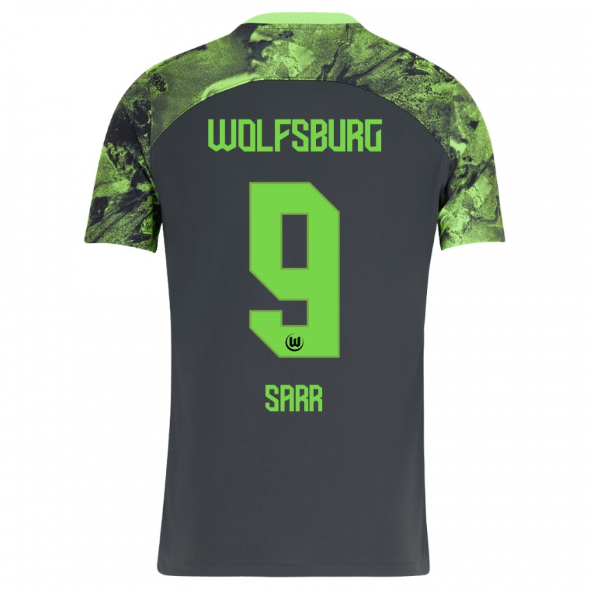 Mænd Amin Sarr #9 Mørkegrå Udebane Spillertrøjer 2023/24 Trøje T-Shirt