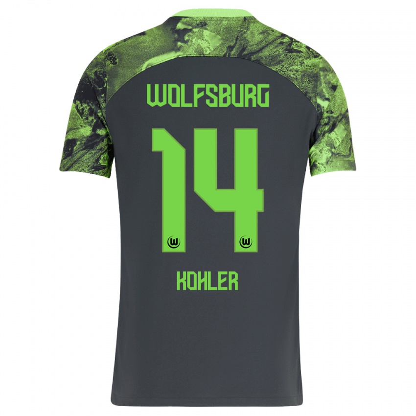 Mænd Leonard Köhler #14 Mørkegrå Udebane Spillertrøjer 2023/24 Trøje T-Shirt