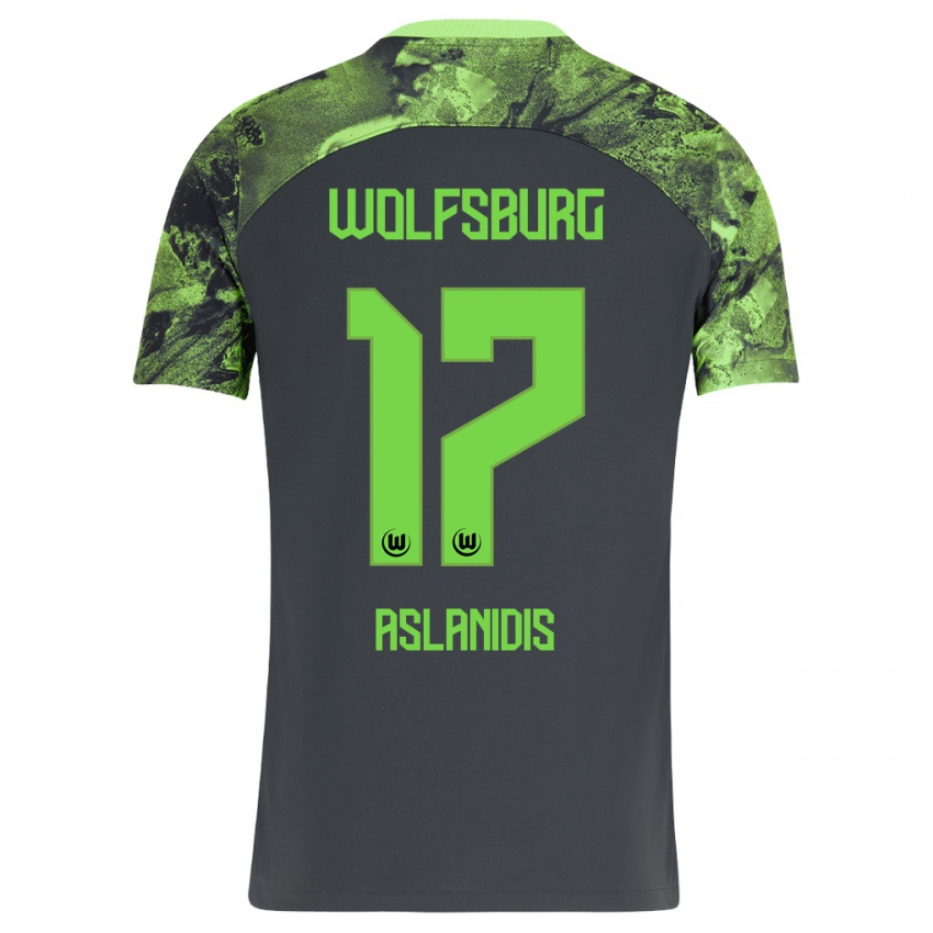 Mænd Elijas Aslanidis #17 Mørkegrå Udebane Spillertrøjer 2023/24 Trøje T-Shirt