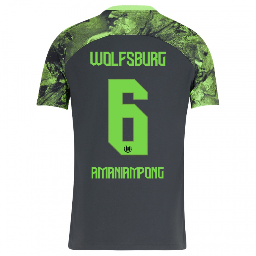 Mænd Marces Amaniampong #6 Mørkegrå Udebane Spillertrøjer 2023/24 Trøje T-Shirt