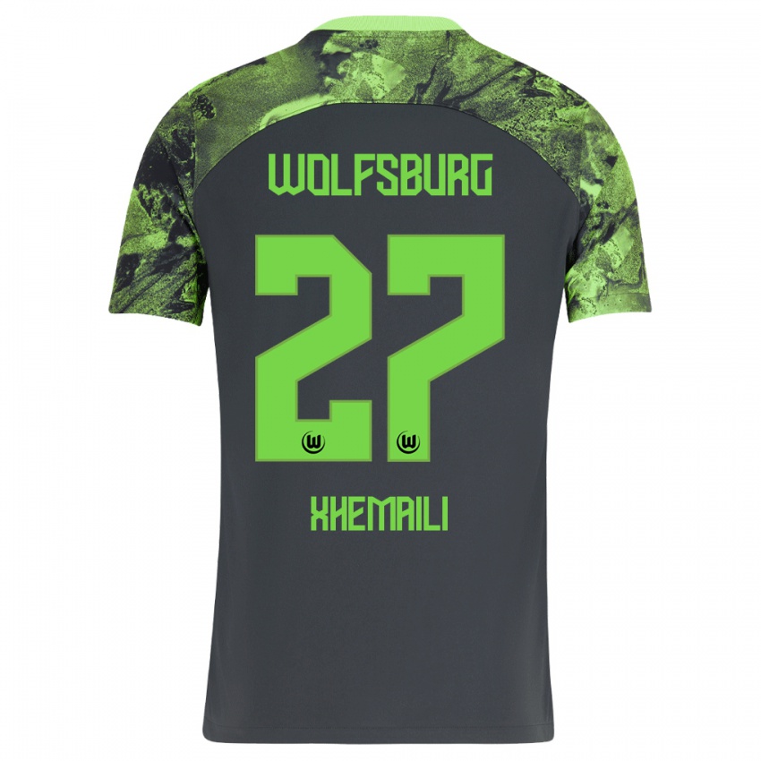 Mænd Riola Xhemaili #27 Mørkegrå Udebane Spillertrøjer 2023/24 Trøje T-Shirt