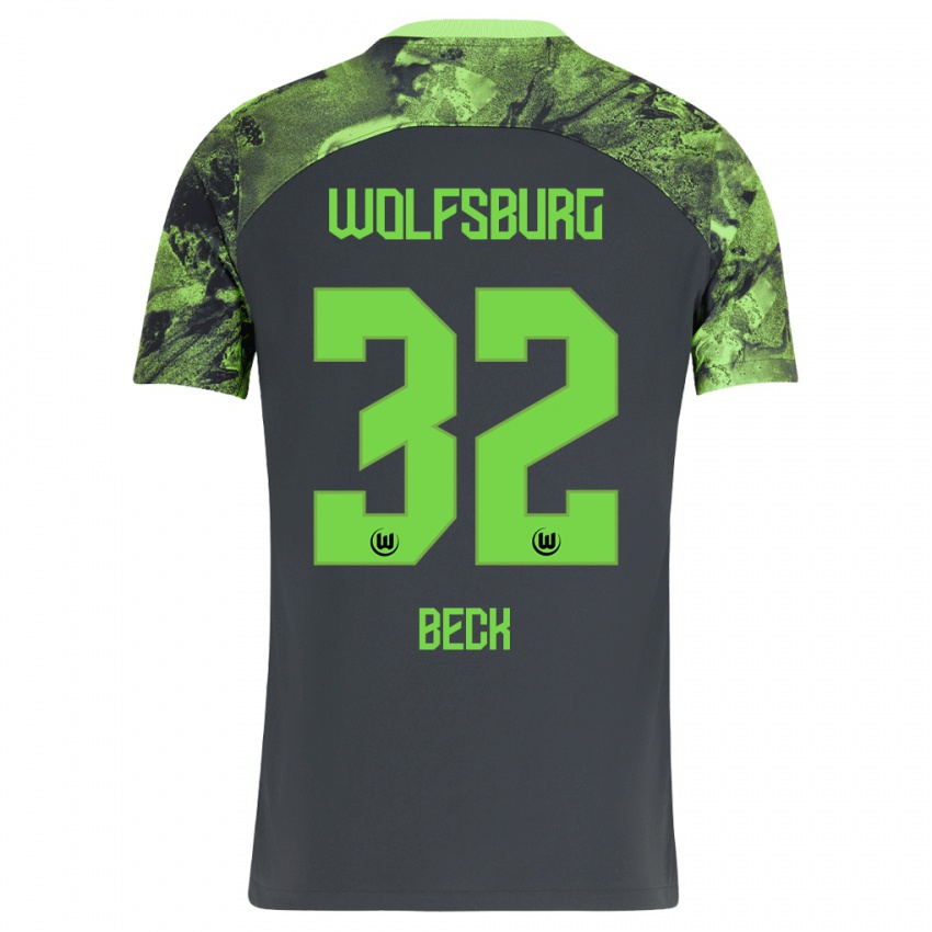 Mænd Kiara Beck #32 Mørkegrå Udebane Spillertrøjer 2023/24 Trøje T-Shirt