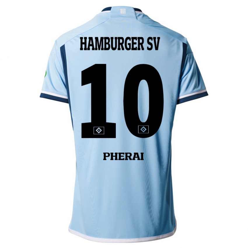 Mænd Immanuel Pherai #10 Blå Udebane Spillertrøjer 2023/24 Trøje T-Shirt