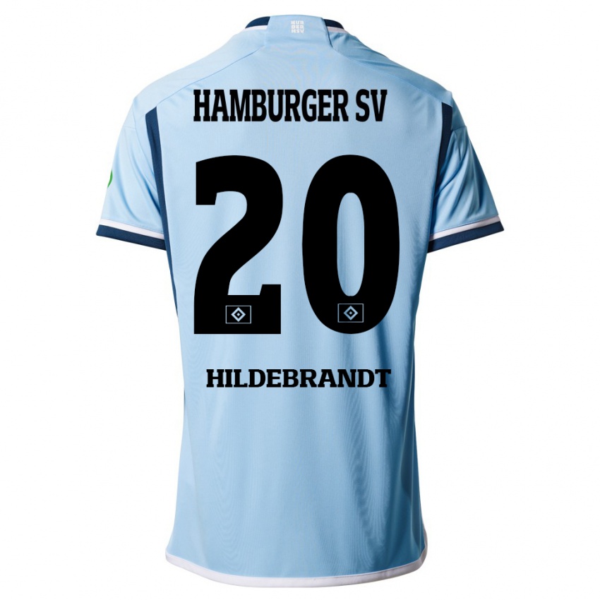 Mænd Tjark Hildebrandt #20 Blå Udebane Spillertrøjer 2023/24 Trøje T-Shirt