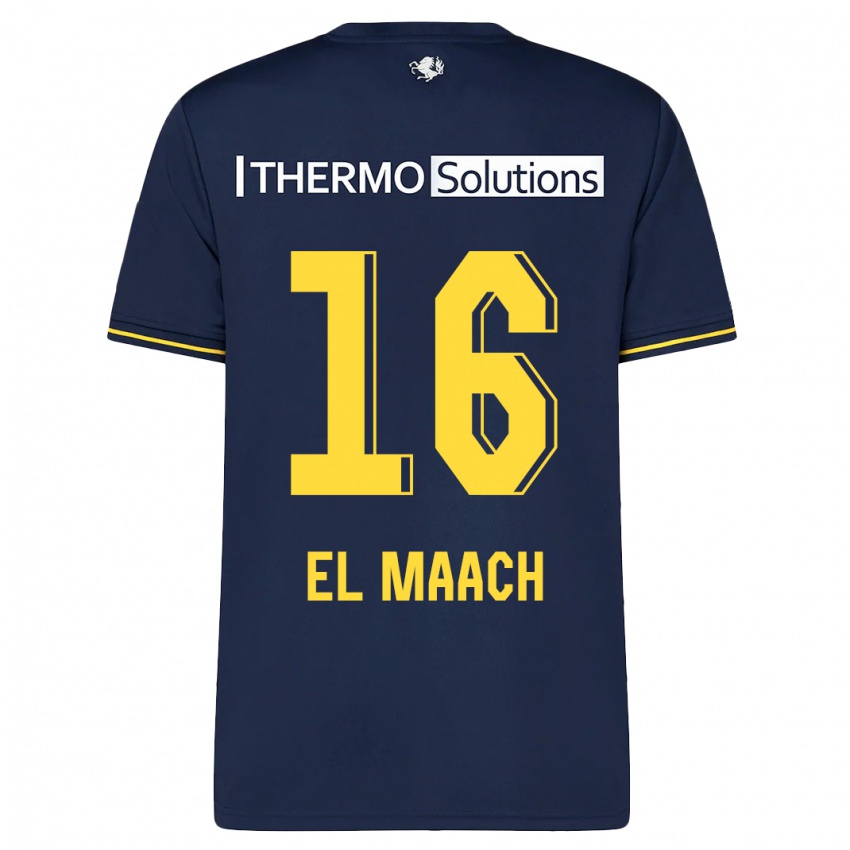 Mænd Issam El Maach #16 Flåde Udebane Spillertrøjer 2023/24 Trøje T-Shirt