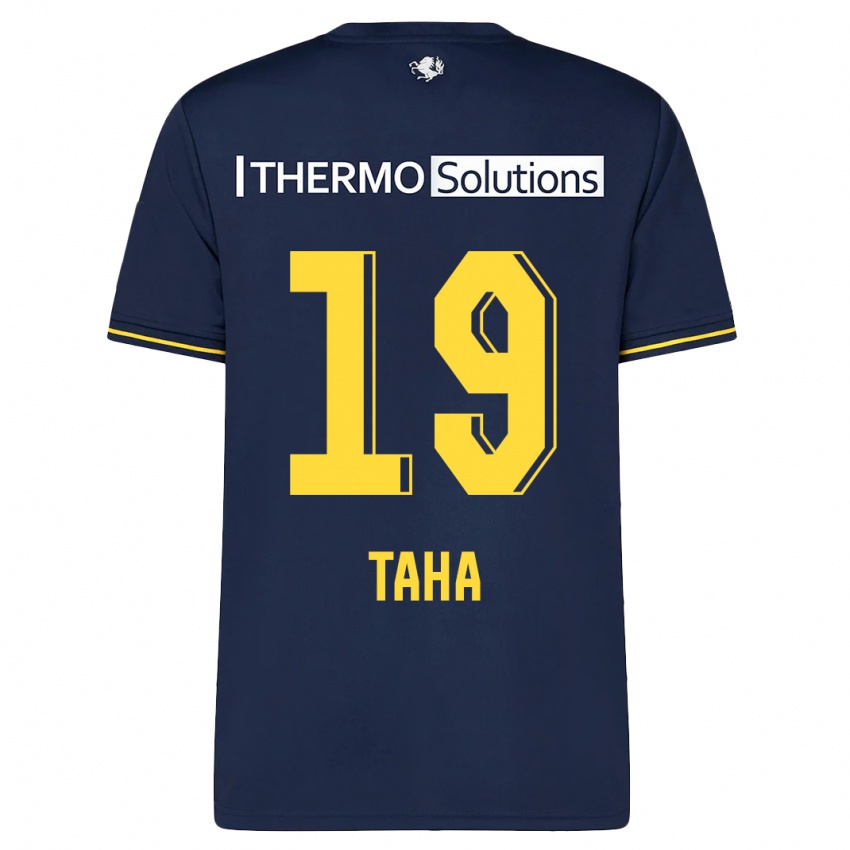 Mænd Younes Taha #19 Flåde Udebane Spillertrøjer 2023/24 Trøje T-Shirt