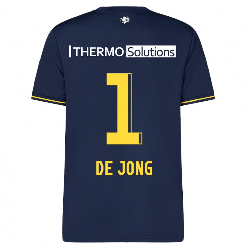 Mænd Daniëlle De Jong #1 Flåde Udebane Spillertrøjer 2023/24 Trøje T-Shirt