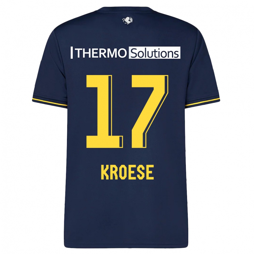 Mænd Fieke Kroese #17 Flåde Udebane Spillertrøjer 2023/24 Trøje T-Shirt