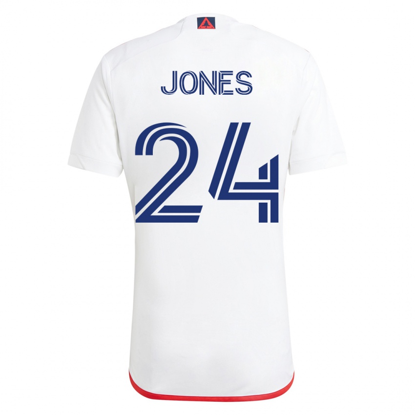 Mænd Dejuan Jones #24 Hvid Rød Udebane Spillertrøjer 2023/24 Trøje T-Shirt