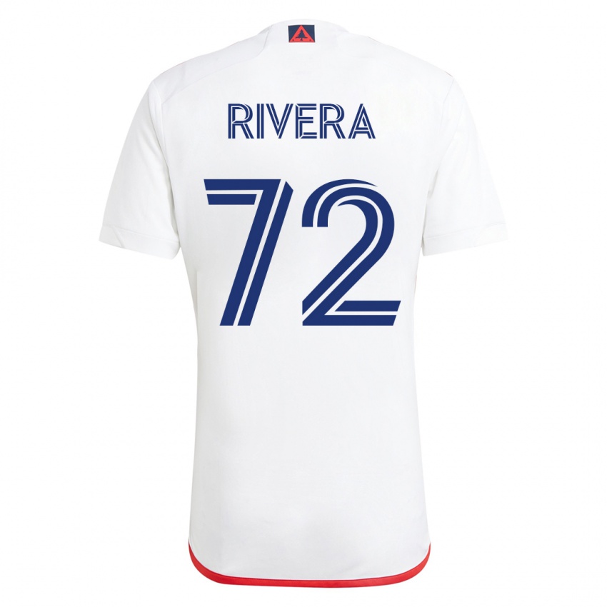 Mænd Damián Rivera #72 Hvid Rød Udebane Spillertrøjer 2023/24 Trøje T-Shirt