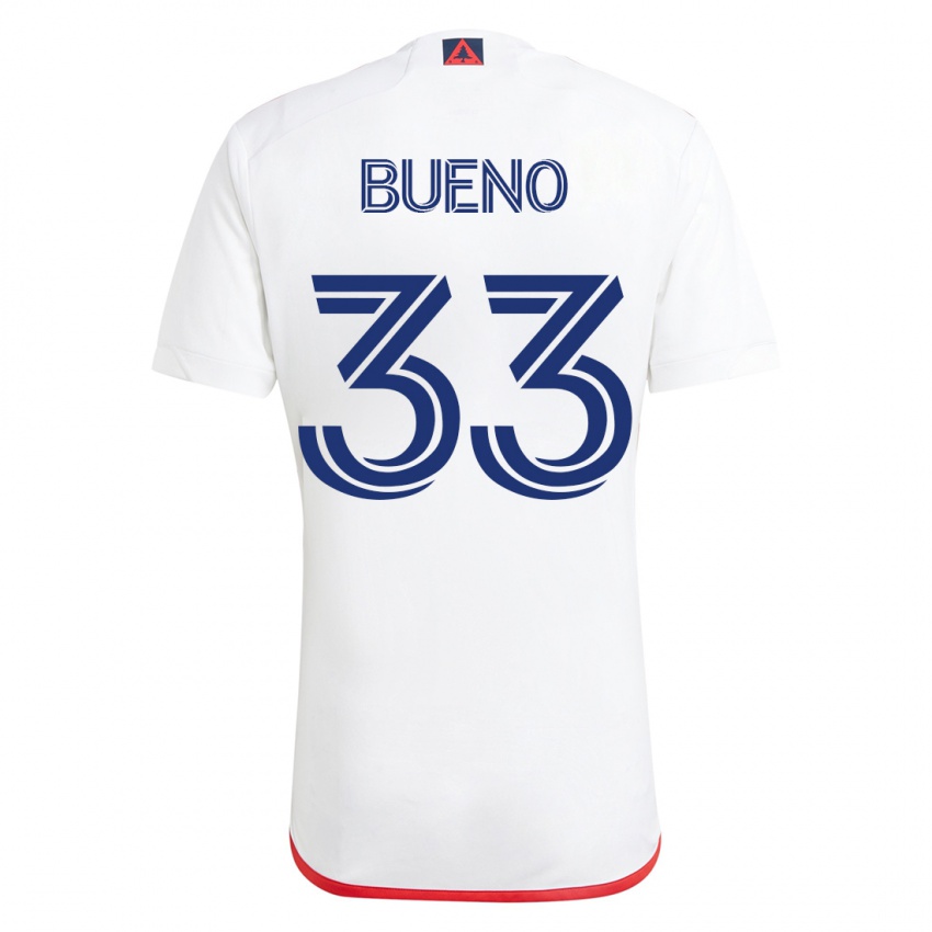 Mænd Brandonn Bueno #33 Hvid Rød Udebane Spillertrøjer 2023/24 Trøje T-Shirt