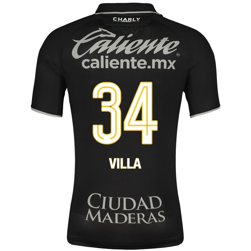 Mænd Óscar Villa #34 Sort Udebane Spillertrøjer 2023/24 Trøje T-Shirt