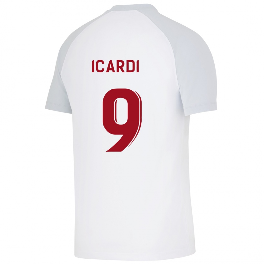 Mænd Mauro Icardi #9 Hvid Udebane Spillertrøjer 2023/24 Trøje T-Shirt