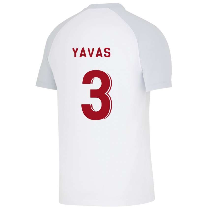 Mænd Arda Yavas #3 Hvid Udebane Spillertrøjer 2023/24 Trøje T-Shirt