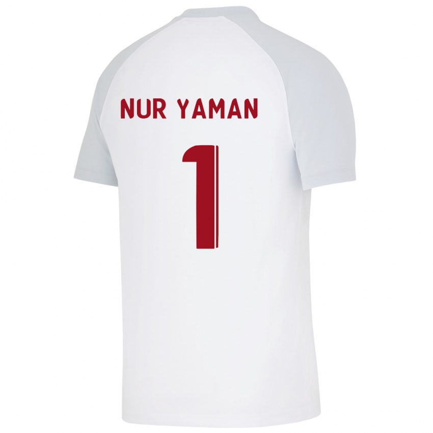 Mænd Gamze Nur Yaman #1 Hvid Udebane Spillertrøjer 2023/24 Trøje T-Shirt