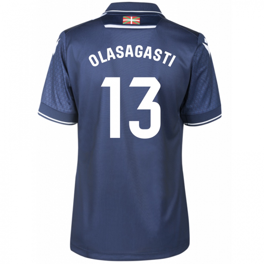 Mænd Lander Olasagasti #13 Flåde Udebane Spillertrøjer 2023/24 Trøje T-Shirt