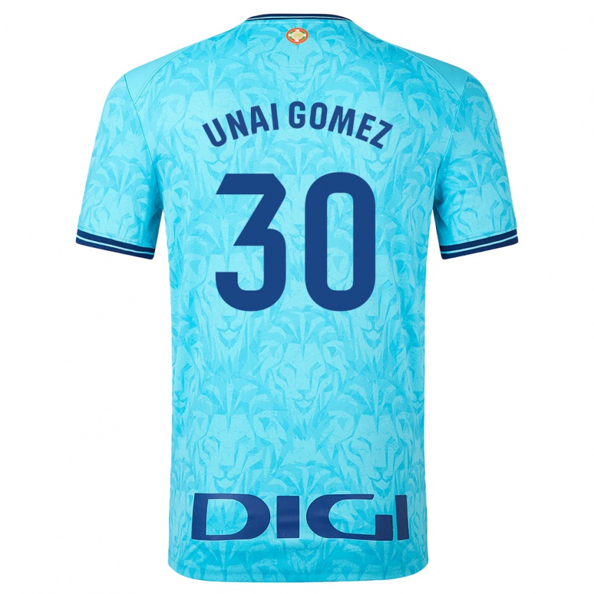Mænd Unai Gómez #30 Himmelblå Udebane Spillertrøjer 2023/24 Trøje T-Shirt