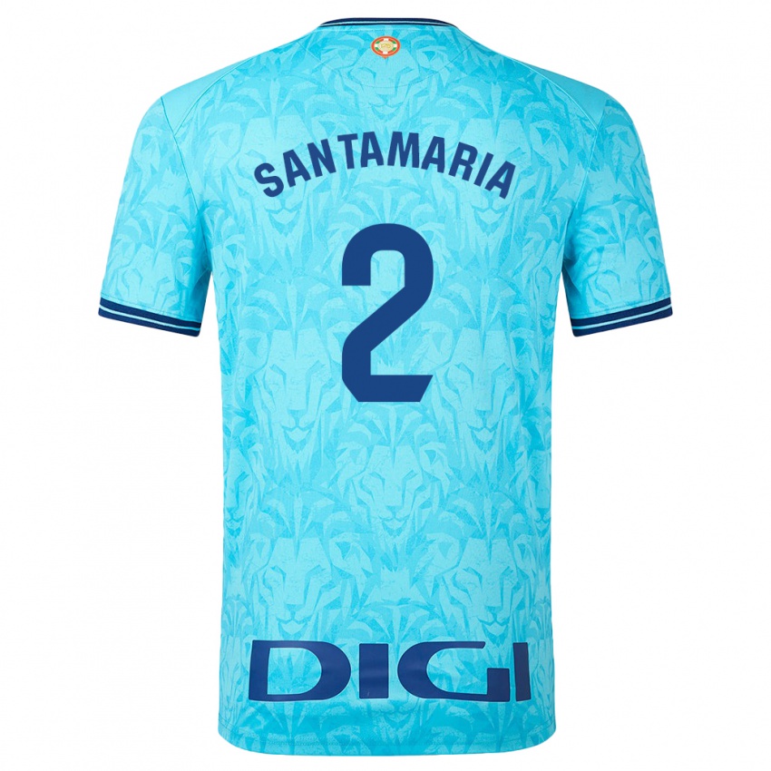 Mænd Unai Santamaría #2 Himmelblå Udebane Spillertrøjer 2023/24 Trøje T-Shirt