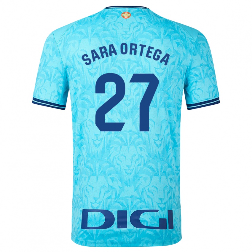 Mænd Sara Ortega Ruiz #27 Himmelblå Udebane Spillertrøjer 2023/24 Trøje T-Shirt