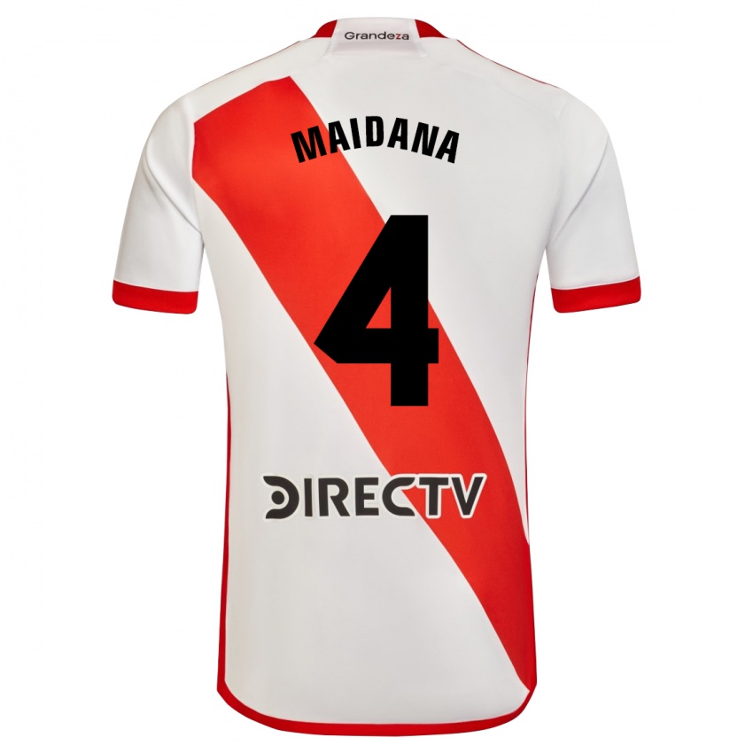 Kvinder Jonatan Maidana #4 Hvid Rød Hjemmebane Spillertrøjer 2023/24 Trøje T-Shirt