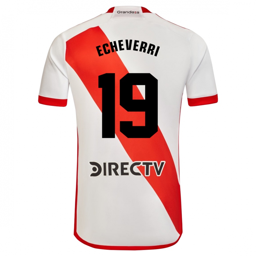 Kvinder Claudio Echeverri #19 Hvid Rød Hjemmebane Spillertrøjer 2023/24 Trøje T-Shirt