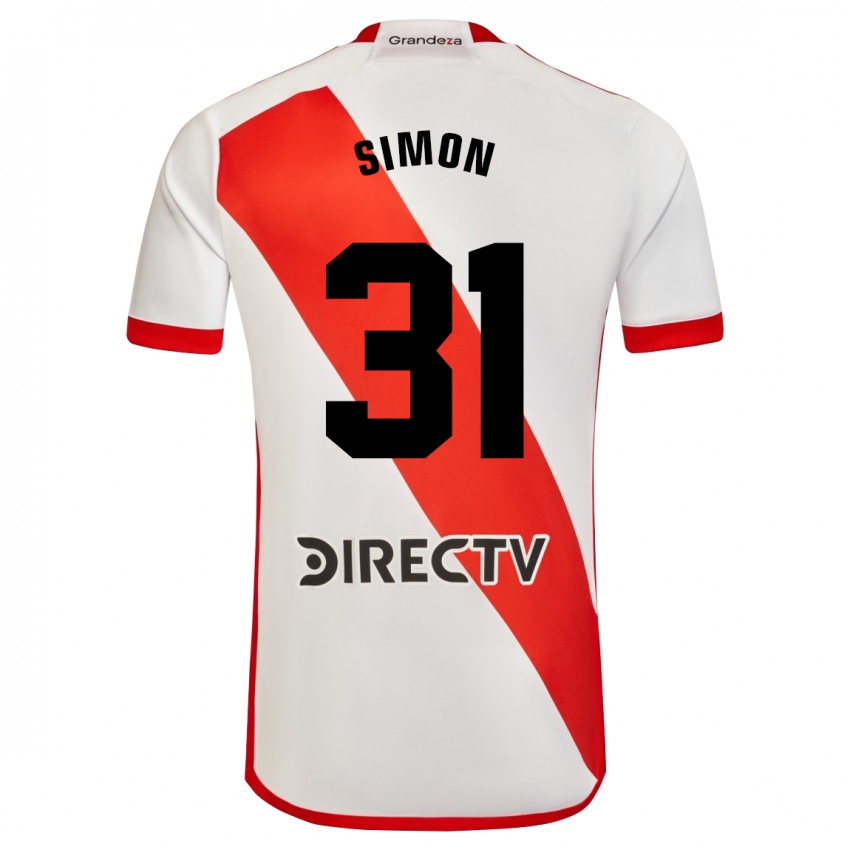 Kvinder Santiago Simon #31 Hvid Rød Hjemmebane Spillertrøjer 2023/24 Trøje T-Shirt