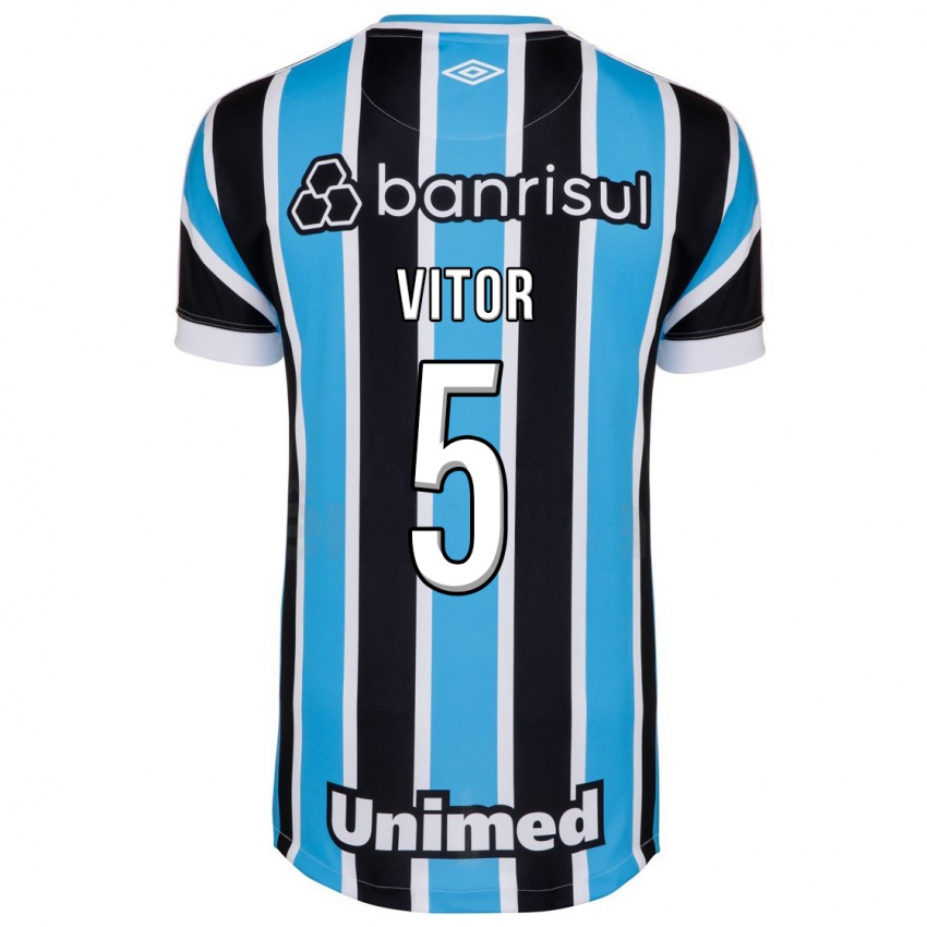 Kvinder João Vitor #5 Blå Hjemmebane Spillertrøjer 2023/24 Trøje T-Shirt