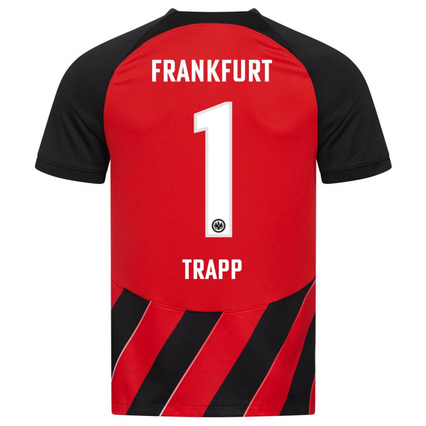 Kvinder Kevin Trapp #1 Rød Sort Hjemmebane Spillertrøjer 2023/24 Trøje T-Shirt