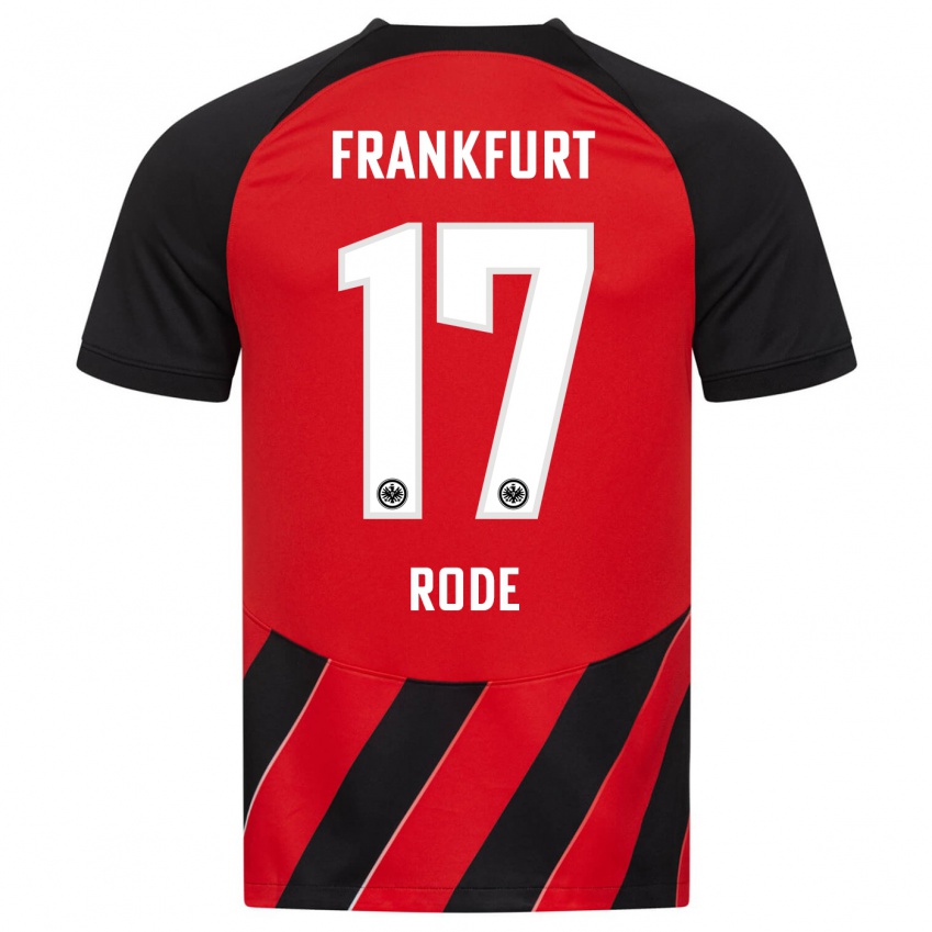 Kvinder Sebastian Rode #17 Rød Sort Hjemmebane Spillertrøjer 2023/24 Trøje T-Shirt