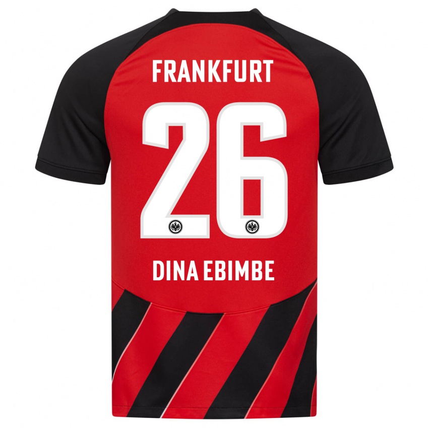 Kvinder Junior Dina Ebimbe #26 Rød Sort Hjemmebane Spillertrøjer 2023/24 Trøje T-Shirt