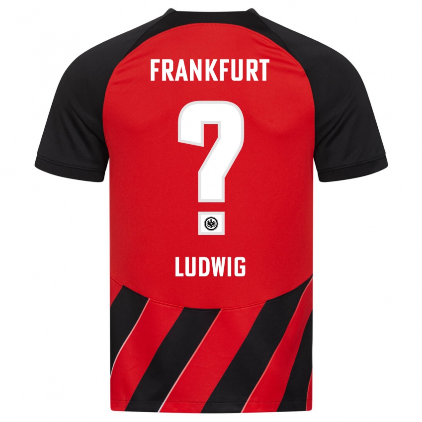 Kvinder Finn Ludwig #0 Rød Sort Hjemmebane Spillertrøjer 2023/24 Trøje T-Shirt