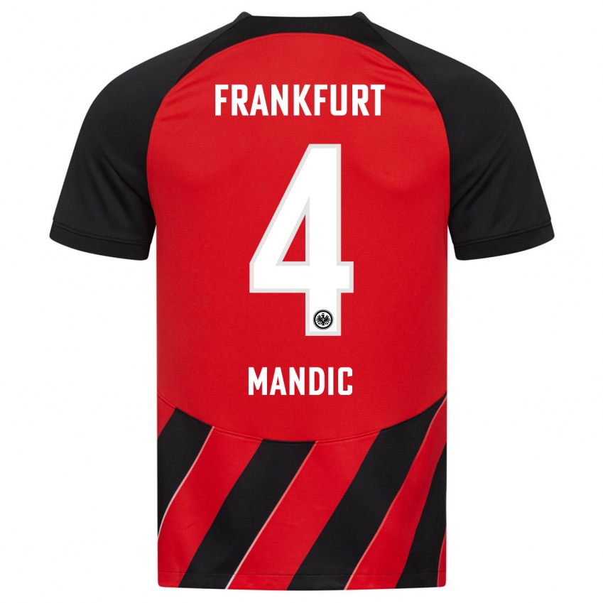 Kvinder Kristian Mandic #4 Rød Sort Hjemmebane Spillertrøjer 2023/24 Trøje T-Shirt