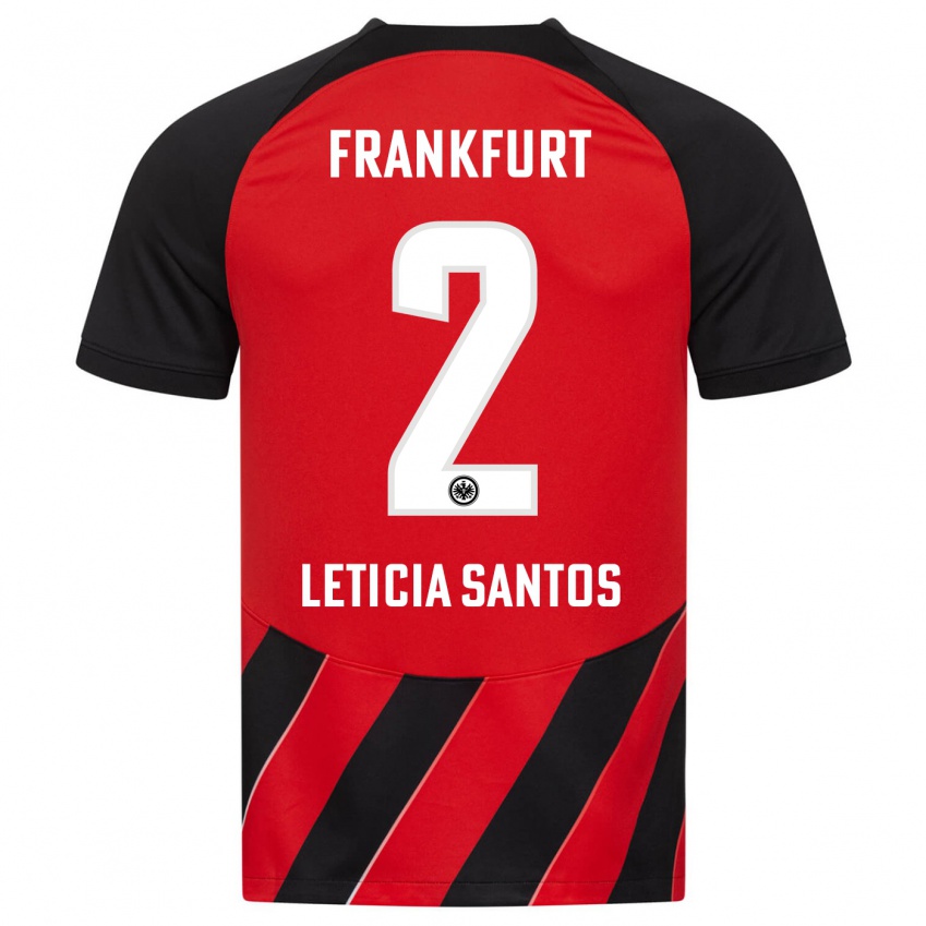 Kvinder Letícia Santos De Oliveira #2 Rød Sort Hjemmebane Spillertrøjer 2023/24 Trøje T-Shirt