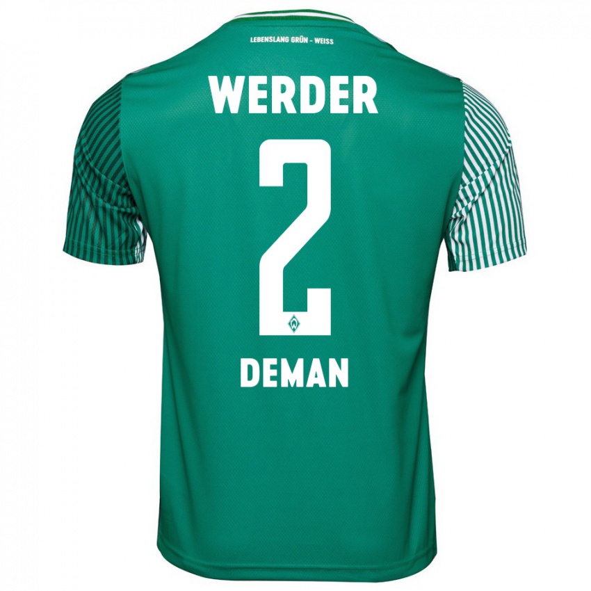 Kvinder Olivier Deman #2 Grøn Hjemmebane Spillertrøjer 2023/24 Trøje T-Shirt