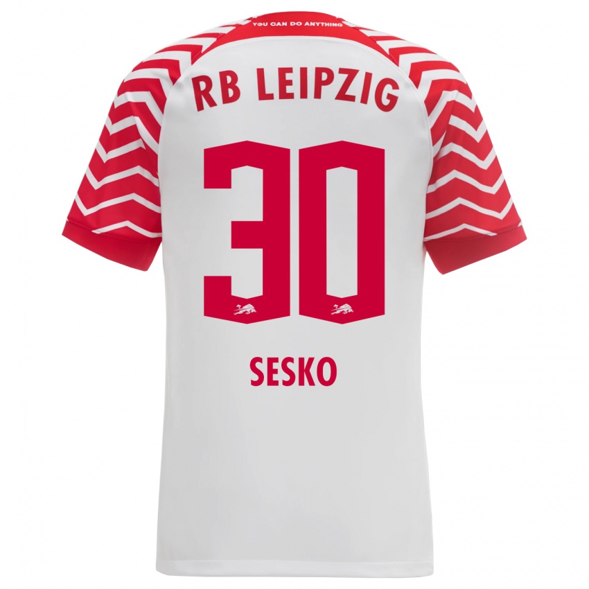 Kvinder Benjamin Sesko #30 Hvid Hjemmebane Spillertrøjer 2023/24 Trøje T-Shirt