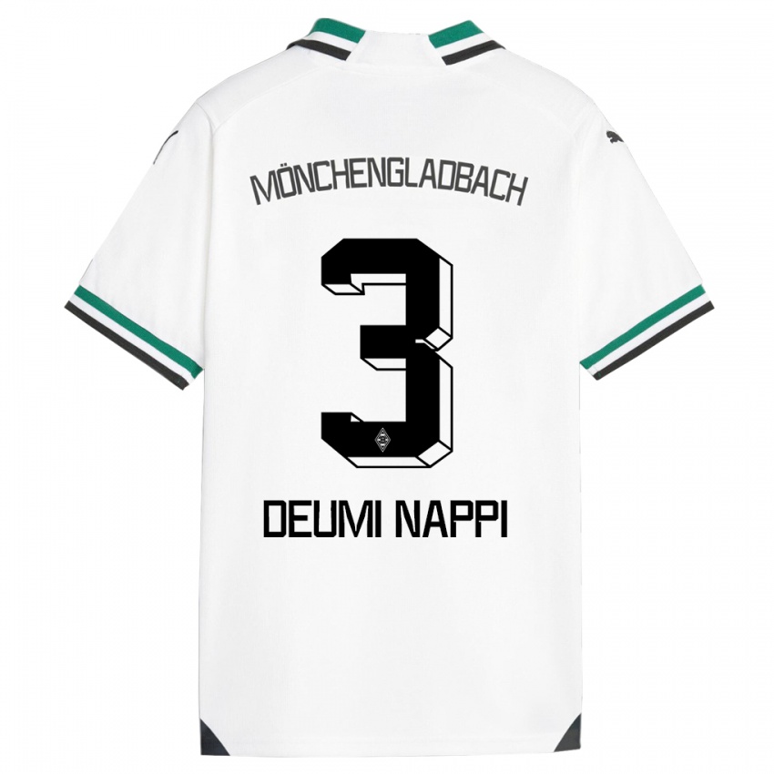Kvinder Dimitrie Deumi Nappi #3 Hvid Grøn Hjemmebane Spillertrøjer 2023/24 Trøje T-Shirt