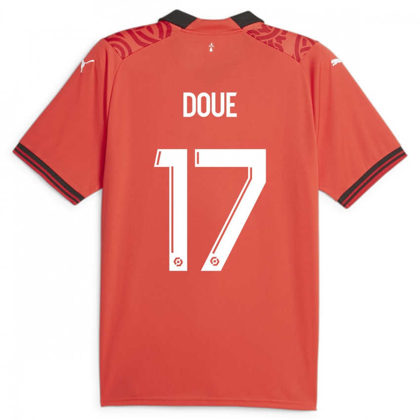 Kvinder Guéla Doué #17 Rød Hjemmebane Spillertrøjer 2023/24 Trøje T-Shirt