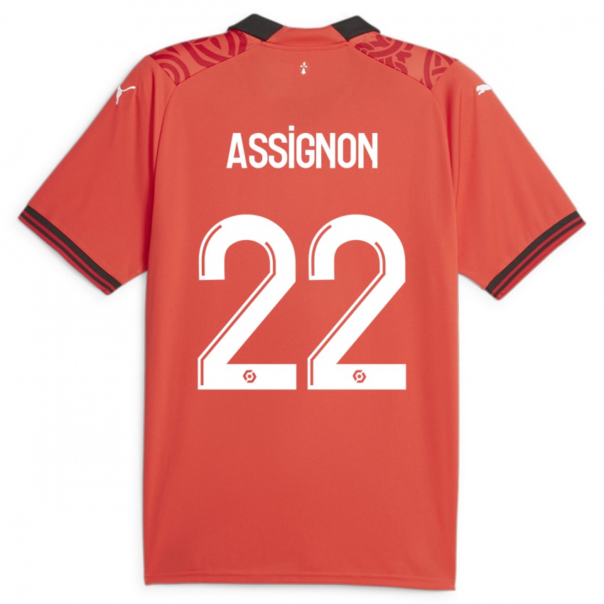 Kvinder Lorenz Assignon #22 Rød Hjemmebane Spillertrøjer 2023/24 Trøje T-Shirt