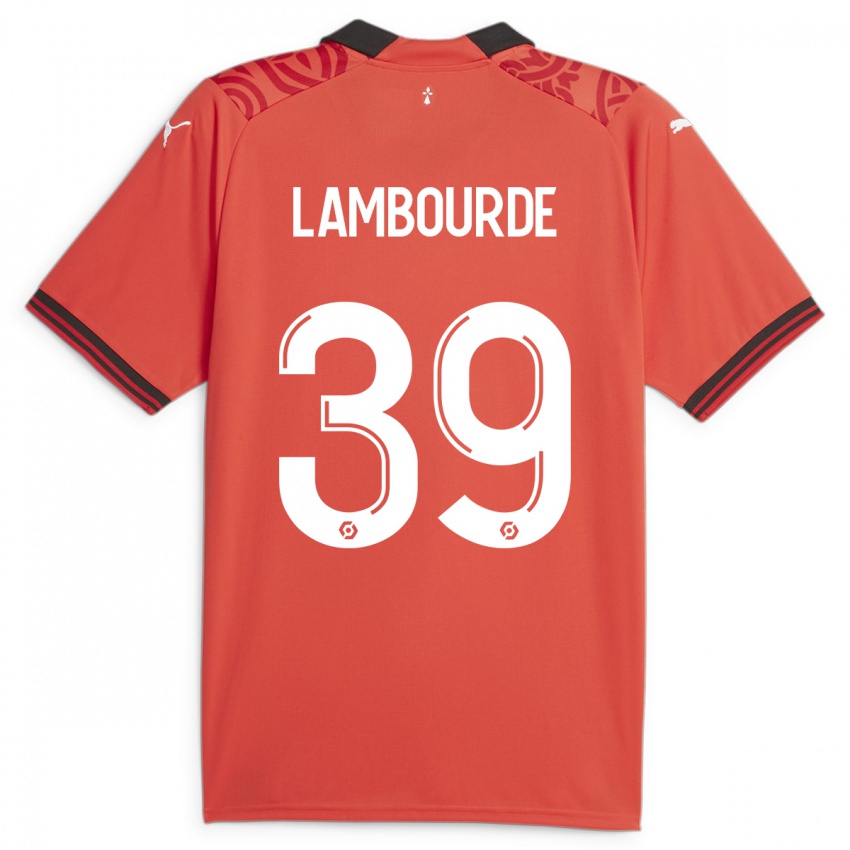 Kvinder Mathis Lambourde #39 Rød Hjemmebane Spillertrøjer 2023/24 Trøje T-Shirt