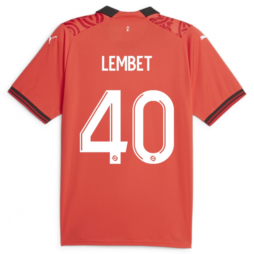 Kvinder Geoffrey Lembet #40 Rød Hjemmebane Spillertrøjer 2023/24 Trøje T-Shirt