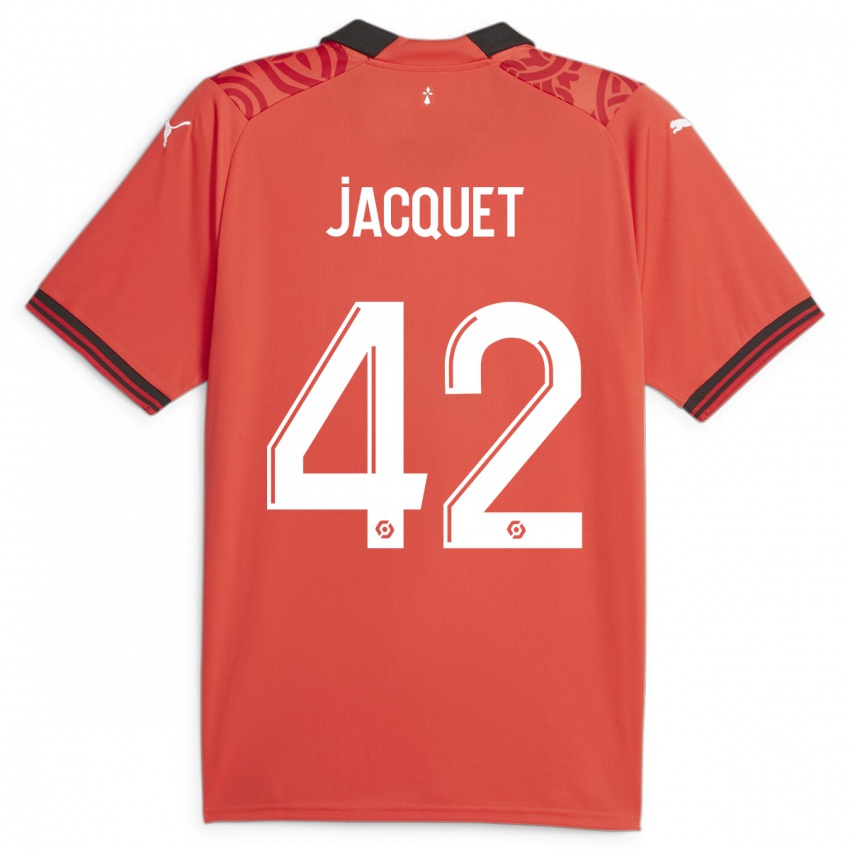 Kvinder Jérémy Jacquet #42 Rød Hjemmebane Spillertrøjer 2023/24 Trøje T-Shirt